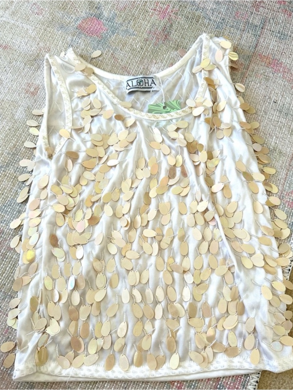 Aloha Embellished Sequin Tank Top